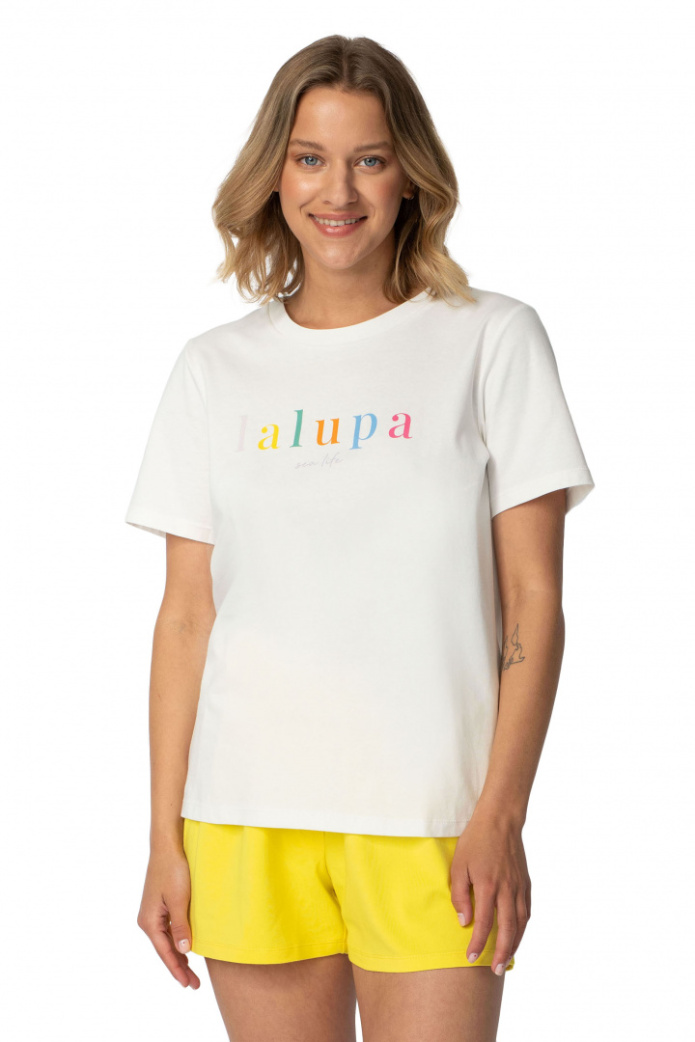 T-shirt damski koszulka z krótkim rękawem bawełniana ecru